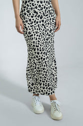 Leopard Crinkle Knit Skirt